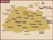 Map of Bhutan