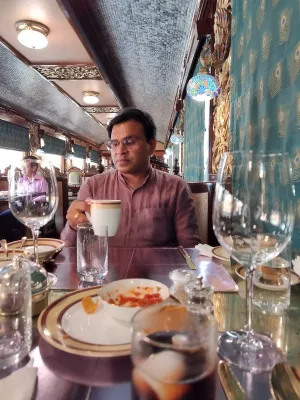 Dining Car on the Maharajas Express luxury train, India
