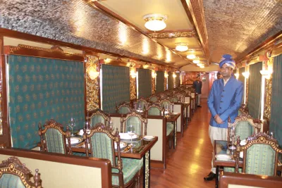 Dining Car on the Maharajas Express luxury train, India