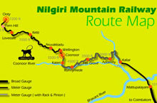 Route map Ooty toy train